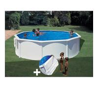 Kit piscine acier blanc Gré Bora Bora ronde 4,80 x 1,22 m + Tapis de sol