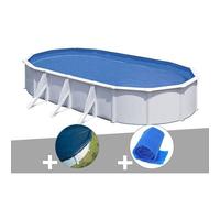 Kit piscine acier blanc Gré Fidji ovale 6,34 x 3,99 x 1,22 m + Bâche hiver + Bâche à bulles