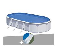 Kit piscine acier blanc Gré Fidji ovale 6,34 x 3,99 x 1,22 m + Tapis de sol