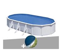 Kit piscine acier blanc Gré Fidji ovale 7,44 x 3,99 x 1,22 m + Bâche hiver