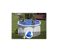 Kit piscine acier blanc Gré Fidji ronde 2,60 x 1,22 m + Bâche à bulles