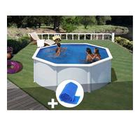 Kit piscine acier blanc Gré Fidji ronde 3,20 x 1,22 m + Bâche à bulles