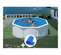 Kit piscine acier blanc Gré Fidji ronde 3,70 x 1,22 m + Bâche à bulles