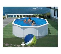 Kit piscine acier blanc Gré Fidji ronde 3,70 x 1,22 m + Bâche hiver