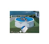 Kit piscine acier blanc Gré Fidji ronde 3,70 x 1,22 m + Tapis de sol