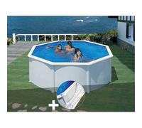 Kit piscine acier blanc Gré Fidji ronde 3,70 x 1,22 m + Tapis de sol