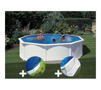 Kit piscine acier blanc Gré Fidji ronde 4,80 x 1,22 m + Bâche hiver + Tapis de sol