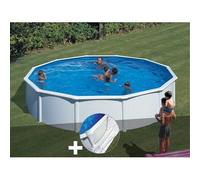 Kit piscine acier blanc Gré Fidji ronde 5,70 x 1,22 m + Tapis de sol