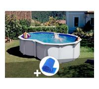 Kit piscine acier blanc Gré Varadero en huit 5,05 x 3,45 x 1,22 m + Bâche à bulles
