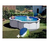 Kit piscine acier blanc Gré Varadero en huit 5,05 x 3,45 x 1,22 m + Bâche hiver