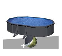 Kit piscine acier gris anthracite Gré Louko ovale 5,27 x 3,27 x 1,22 m + Bâche d'hivernage