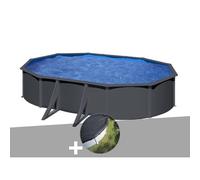 Kit piscine acier gris anthracite Gré Louko ovale 5,27 x 3,27 x 1,22 m + Bâche d'hivernage