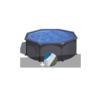 GRE Kit piscine acier Louko ronde 3,20 x 1,22 m Anthracite