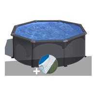 Gre Kit piscine acier Louko ronde 3,20 x 1,22 m Anthracite + tapis de sol
