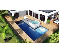 Kit piscine béton : LUXE Poséidon 9 x 4 x 1,25 m + avec plage 3 x 3