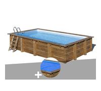 Kit piscine bois Gré Evora 6,20 x 4,20 x 1,33 m + Bâche à bulles