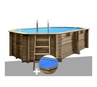 Kit piscine bois Gré Grenade 4,36 x 3,36 x 1,17 m + Bâche à bulles