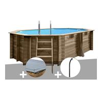Kit piscine bois Gré Grenade 4,36 x 3,36 x 1,17 m + Bâche hiver + Douche