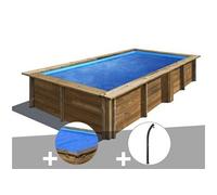 Kit piscine bois Gré Lemon 3,75 x 2,00 x 0,68 m + Bâche à bulles + Douche
