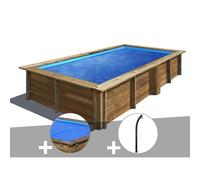 Kit piscine bois Gré Lemon 3,75 x 2,00 x 0,68 m + Bâche à bulles + Douche