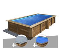 Kit piscine bois Gré Lemon 3,75 x 2,00 x 0,68 m + Bâche hiver + Bâche à bulles
