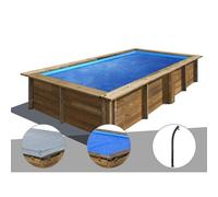 Kit piscine bois Gré Lemon 3,75 x 2,00 x 0,68 m + Bâche hiver + Bâche à bulles + Douche