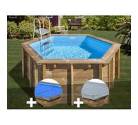 Kit piscine bois Gré Lili 2 Ø 2,80 x 1,07 m + Bâche à bulles + Bâche hiver
