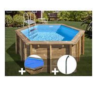 Kit piscine bois Gré Lili 2 Ø 2,80 x 1,07 m + Bâche à bulles + Douche