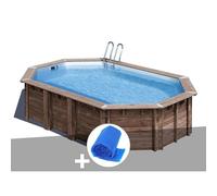 Kit piscine bois Gré Macadamia 6,32 x 3,35 x 1,30 m + Bâche à bulles