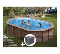 Kit piscine bois Gré Macadamia 6,32 x 3,35 x 1,30 m + Poolican