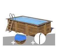 Kit piscine bois Gré Marbella 4,20 x 2,70 x 1,17 m + Bâche à bulles + Douche