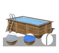 Kit piscine bois Gré Marbella 4,20 x 2,70 x 1,17 m + Bâche hiver + Bâche à bulles + Douche