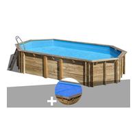 Kit piscine bois Gré Orange 7,55 x 4,56 x 1,46 m + Bâche à bulles