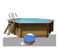 Kit piscine bois Gré Vanille Ø 4,00 x 1,19 m + Bâche à bulles
