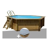 Kit piscine bois Gré Vanille Ø 4,00 x 1,19 m + Bâche hiver