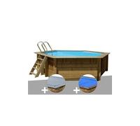 Kit piscine bois Gré Vanille 2 Ø 4,00 x 1,19 m + Bâche hiver + Bâche à bulles