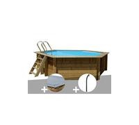 Kit piscine bois Gré Vanille 2 Ø 4,00 x 1,19 m + Bâche hiver + Douche