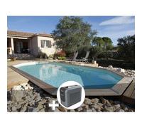 Kit piscine bois Ubbink Azura 6,10 x 4,00 x 1,20 m - Liner bleu + Poolican