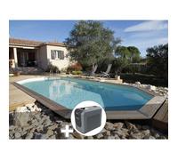 Kit piscine bois Ubbink Azura 6,10 x 4,00 x 1,20 m - Liner bleu + Poolican