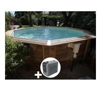 Kit piscine bois Ubbink Océa 4,30 x 1,20 m - Liner bleu + Poolican