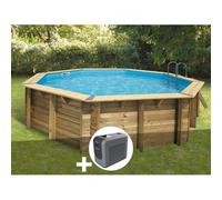 Kit piscine bois Ubbink Océa 5,10 x 1,20 m - Liner gris + Poolican
