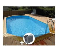Kit piscine bois Ubbink Océa 6,10 x 4,00 x 1,30 m - Liner gris + Poolican