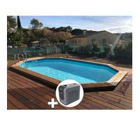 Kit piscine bois Ubbink Sunwater 4,90 x 3,00 x 1,20 m - Liner beige + Poolican