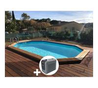 Kit piscine bois Ubbink Sunwater 4,90 x 3,00 x 1,20 m - Liner bleu + Poolican