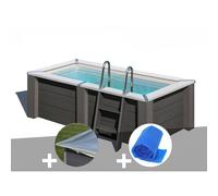 Kit piscine composite Gré Avant-Garde carrée 3,15 x 1,75 x 0,96 m + Bâche hiver + Bâche à bulles