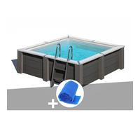 Kit piscine composite Gré Avant-Garde carrée 3,15 x 3,15 x 0,96 m + Bâche à bulles