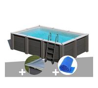 Kit piscine composite Gré Avant-Garde carrée 4,55 x 3,15 x 1,26 m + Bâche hiver + Bâche à bulles