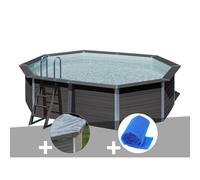 Kit piscine composite Gré Avant-Garde ovale 5,24 x 3,86 x 1,24 m + Bâche hiver + Bâche à bulles