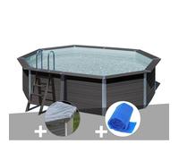 Kit piscine composite Gré Avant-Garde ovale 5,24 x 3,86 x 1,24 m + Bâche hiver + Bâche à bulles