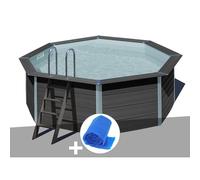 Kit piscine composite Gré Avant-Garde ronde 4,10 x 1,24 m + Bâche à bulles